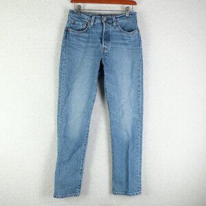 Levis 501 Jeans Womens 28 Blue Straight Leg Button Fly Heavyweight Classic 30L